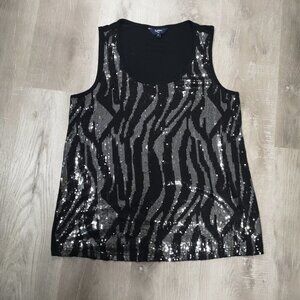 Reitmans Ladies Black Round Neck Shimmery Tank Top